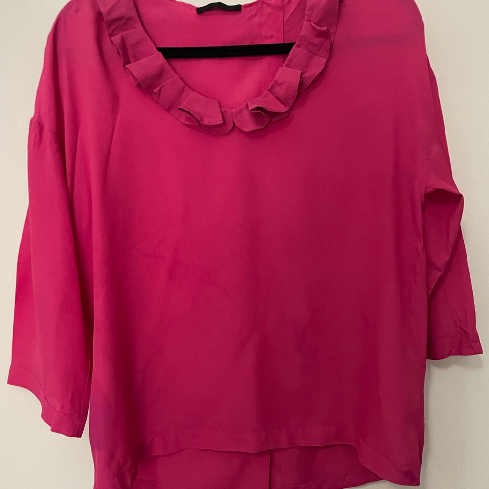 Pinko Silk Blouse with Ruffled Sleeves